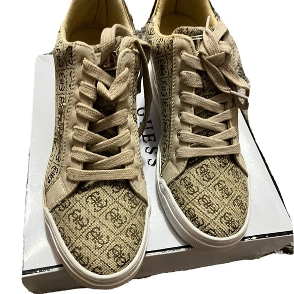Guess Brown Multi Fabric Women's Flowurs Wedge Sneakers 9.5 Fashion Comfortable - Picture 6 of 8